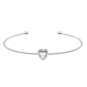 Image of Ted Baker Ladies Silver Plated Crystal Heart Ultrafine Cuff Bangle