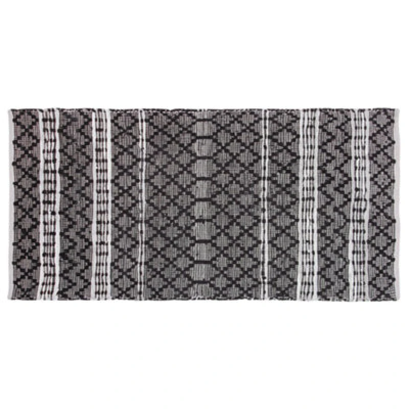 Image of Beliani Rug Fehimli Black 80 X 150 Cm Leather