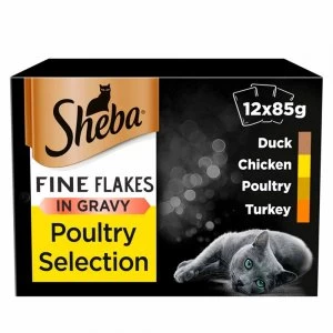 Sheba Fine Flakes Poultry Selection in Gravy Cat Food 12 x 85g