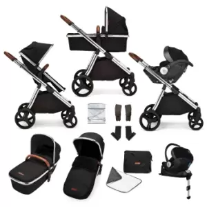 Image of ickle bubba Eclipse Travel System with Mercury Car Seat and Isofix Base - Chrome / Jet Black / Tan