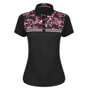 Image of Callaway Floral Chest Polo Shirt Ladies - Black