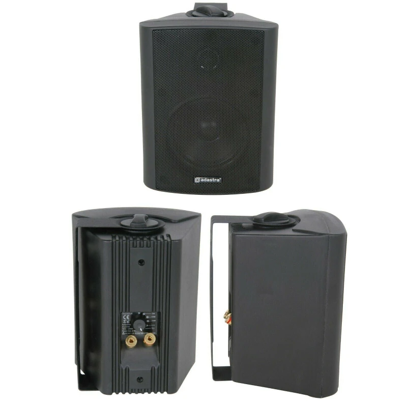 Image of Loops QUALITY 5.25" 90W Black Background HiFi Speaker 100V & 8ohm Wall Mount Bookshelf Black unisex
