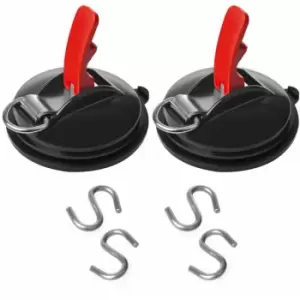 image of 2 pcs Suction Cup Fasteners with Rings and 4 S-hooks Proplus n/a