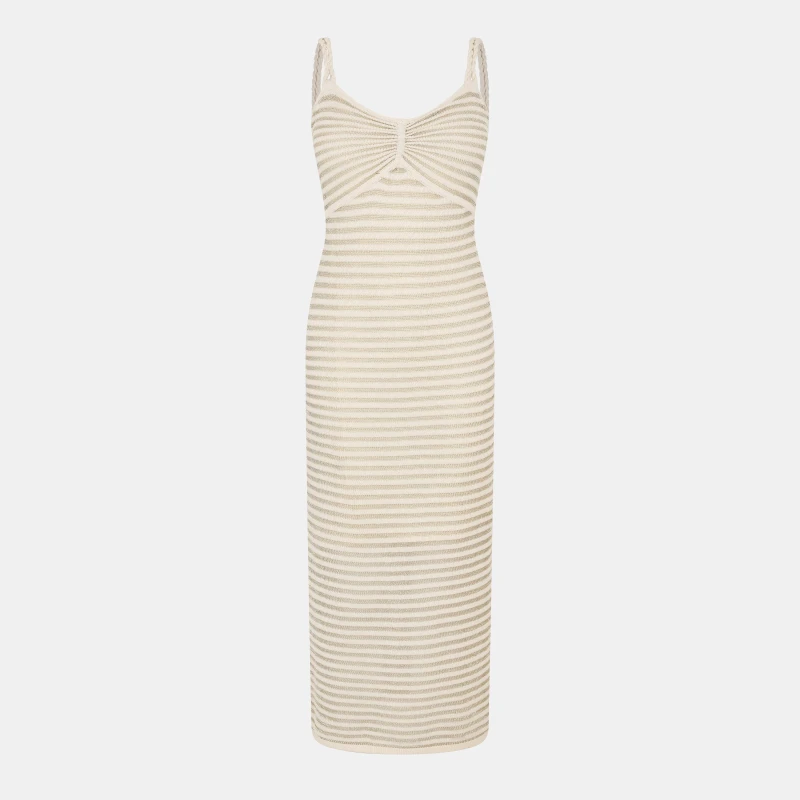 Image of French Connection Womens Jerry Textured Knit Fitted Knitted Jumper Dress Cream Gold female 8 (XS)