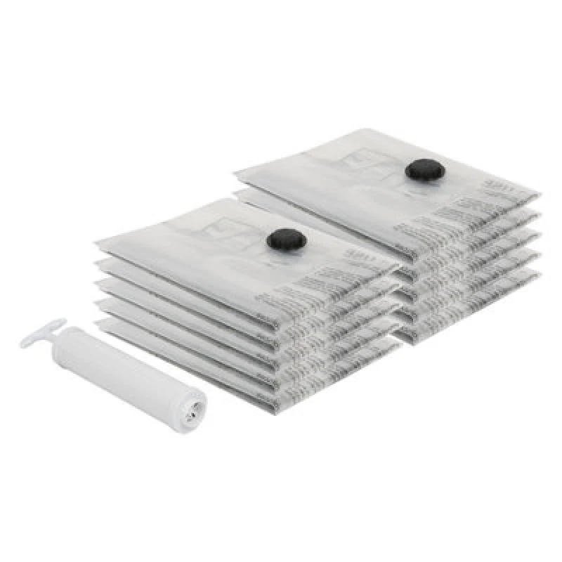Image of Harbour Housewares 10X Vacuum Storage Bags & Pump Set - L (60 X 80Cm) - Reusable Clothes Space Saver Organiser Zip Lock Bag