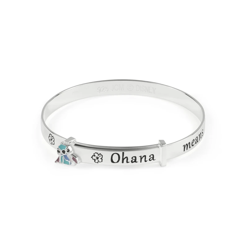 Image of Disney Stitch Sterling Silver Ohana Baby Bangle