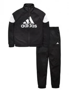 Image of adidas Boys Badge of Sport Tracksuit - Black, Size 11-12 Years