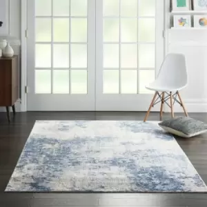 image of Nourison - Silky Textures SLY01 Ivory Blue 66cm x 229cm Runner - Blue and Ivory