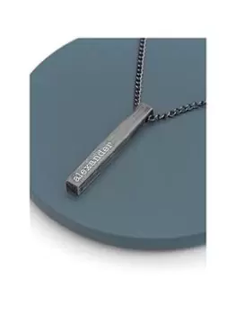 Image of Treat Republic Personalised Mens Solid Bar Necklace - Brushed Gunmetal - serif, One Colour, Men