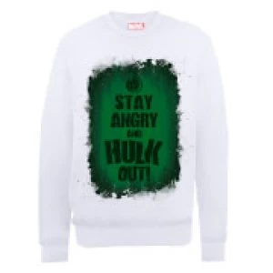 Image of Marvel Avengers Assemble Hulk Stay Angry Sweatshirt - White - XL