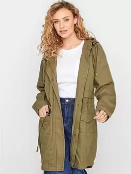 image of Long Tall Sally Washed Twill Parka - Green, Size 10, Women