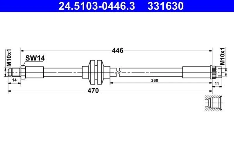 Image of ATE 24.5103-0446.3 Brake Hose Brake Hose (83)