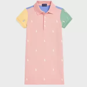 Image of Polo Ralph Lauren Girls Colour Block Cotton-Pique Day Dress - 8-10 Years