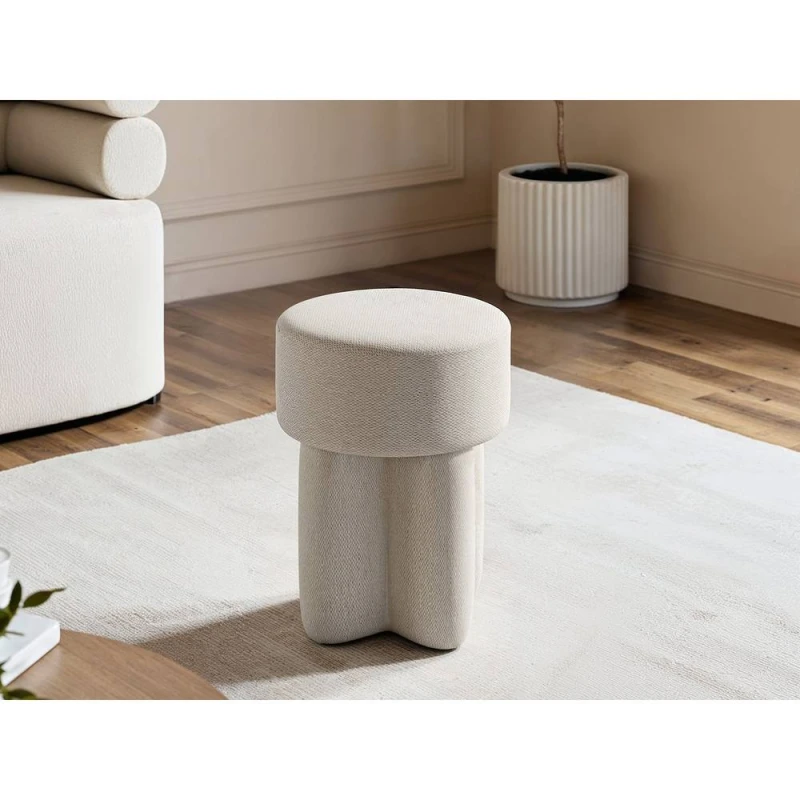 Image of Solace+Co Astrid Fabric Pouffe in Beige Beige Unisex