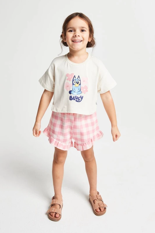 Image of Brand Threads Bluey Short Set Size: 2-3 Years Multicolor Unisex 2-3 Years