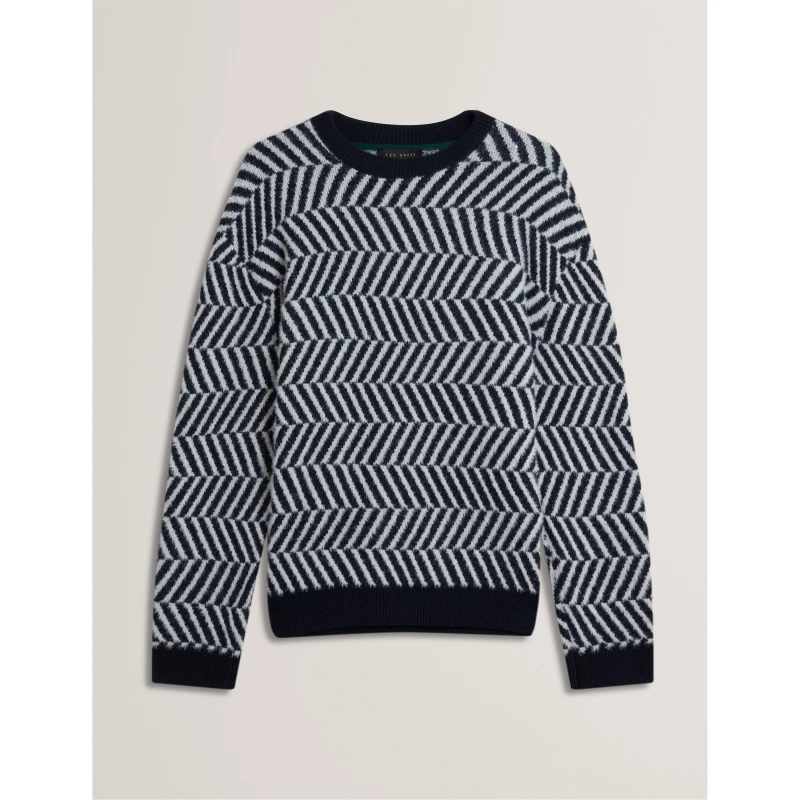 Image of Ted Baker Mens Graphic Knitted Top Navy male M (3)