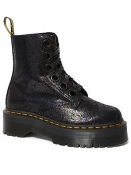 Image of Dr Martens Molly 6 Eye Ankle Boots - Black, Size 6, Women