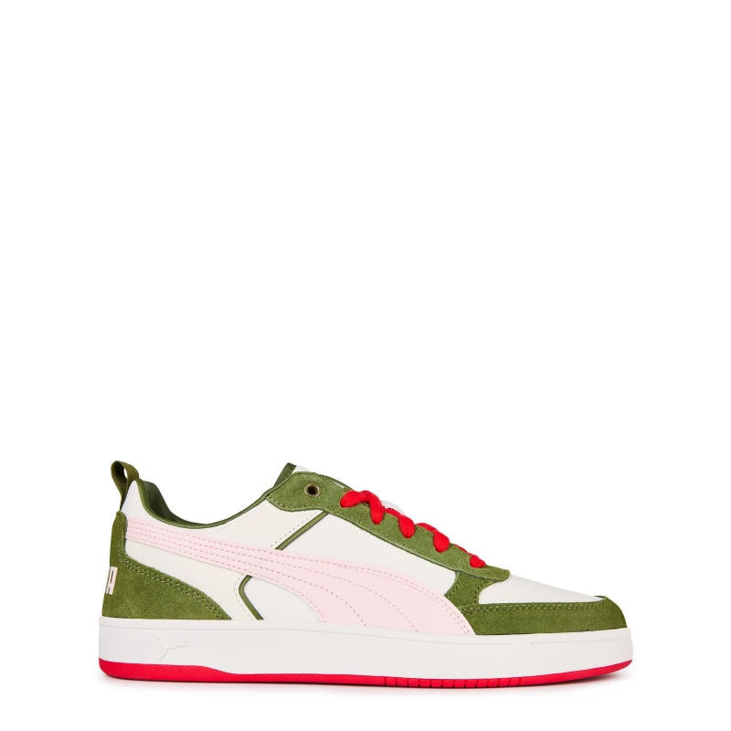 Image of Puma Unisex Adults Dribble Court Trainers Wht/Pnk/Grn unisex 7 (40.5)