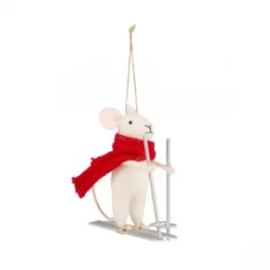 Image of Skiing Mouse Felt Decoration
