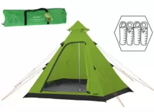 image of Summit Hydrahalt - 4 Person Green Tipi Camping Outdoors Tent Includes Pegs