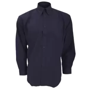 Image of Kustom Kit Mens Workwear Oxford Long Sleeve Shirt (14.5inch) (French Navy)