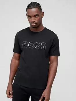 Image of BOSS Tee 5 Tonal Logo T-Shirt - Black, Size 2XL, Men