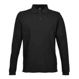 Image of Tee Jays Mens Luxury Stretch Long Sleeve Polo Shirt (M) (Black)