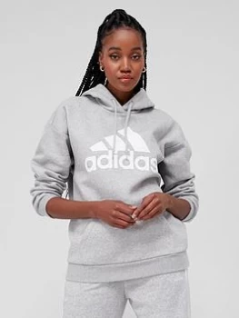 Image of adidas Big Logo Oversized Hoodie - Medium Grey Heather Size XS Women