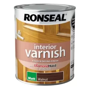 image of Ronseal Interior Wood Varnish - Walnut - Matt - 750ml - Walnut