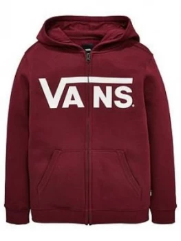 Image of Vans Boys Classic Zip Hoodie Burgundy Size M9 11 Years