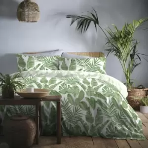 Image of Tahiti Floral Print Easy Care Duvet Cover Set, Green, King - Dreams&drapes