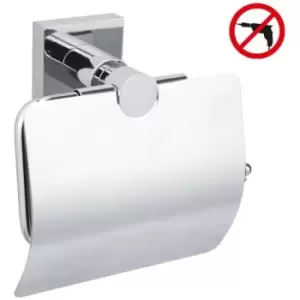 image of Tesa - Tesa Hukk Toilet paper dispenser with stainless steel lid, easy installation without drilling, Chrome (40247-00000-00)