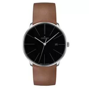Image of Junghans Meister Fein Automatic Black Dial Brown Leather Strap Mens Watch 27/4154.00