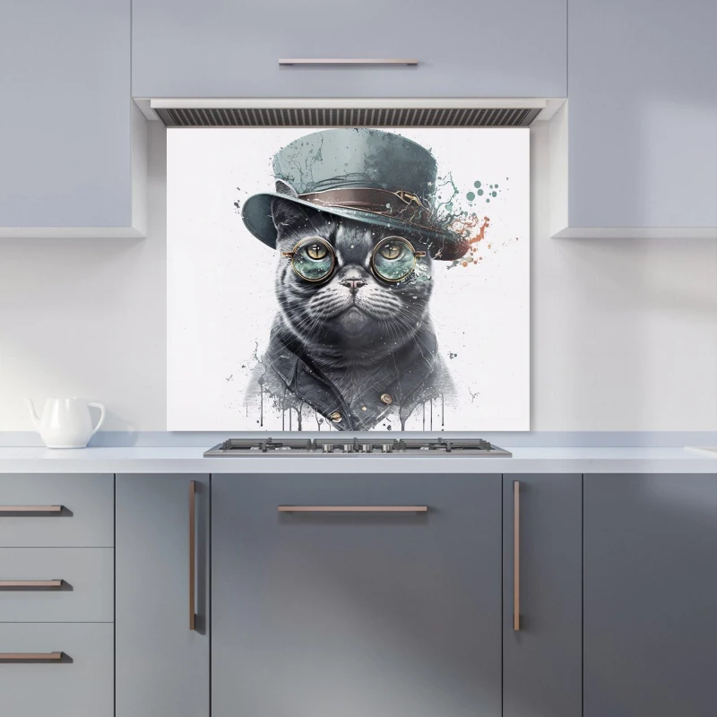 Image of Warren Reed - Designer British Shorthair Cat Splashart Kitchen Splashback Size: 600mm x 750mm Multicolor Unisex 600mm x 750mm