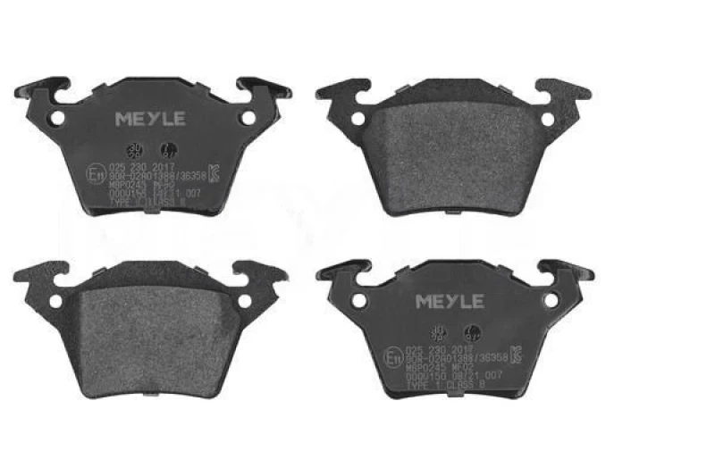 Image of MEYLE 025 230 2017 Brake pad set Rear Axle, excl. wear warning contact, Original Quality, with anti-squeak plate Brake Pad Set,disc brake (402)