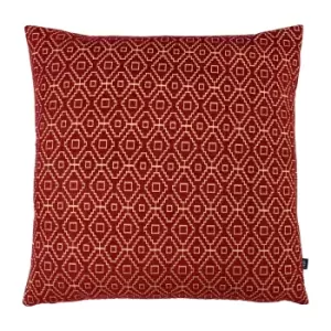 image of Kenza Chenille Woven Cushion Cranberry/Terracotta, Cranberry/Terracotta / 50 x 50cm / Polyester Filled