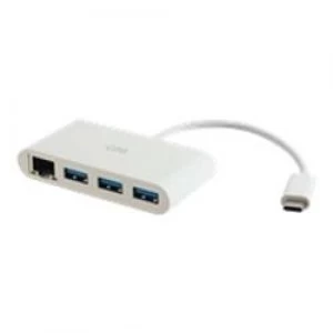Image of C2G USB-C Ethernet and 3-Port USB Hub - White