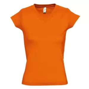 Image of SOLs Womens/Ladies Moon V Neck Short Sleeve T-Shirt (M) (Orange)