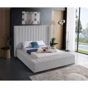 Image of Kensington Upholstered Beds - Plush Velvet, Small Double Size Frame, Silver - Silver