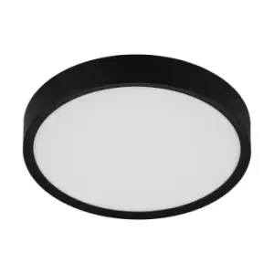 Image of Flush Ceiling Light Colour Black Shade White Plastic Bulb LED 16.8W Included