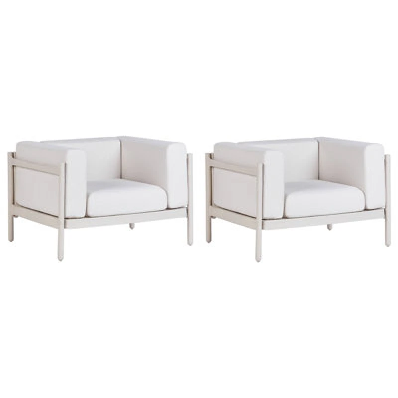 Image of Beliani Set Of 2 Garden Armchairs Ferretti Light Beige