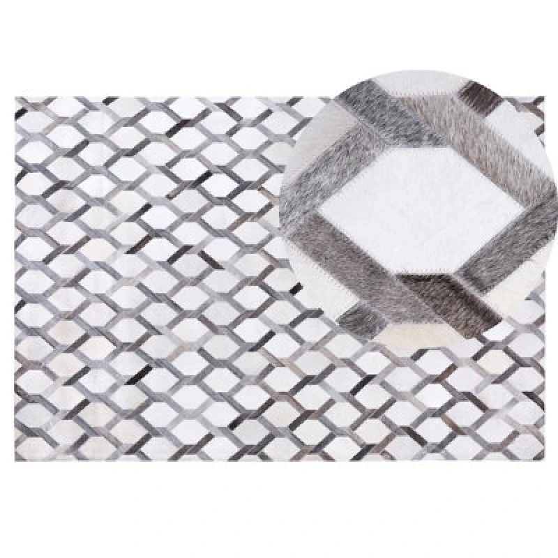 Image of Beliani Rug Aydin Grey 140 X 200 Cm Leather