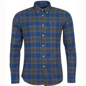Image of Barbour Mens Highland Check 41 Tailored Shirt Navy XXL