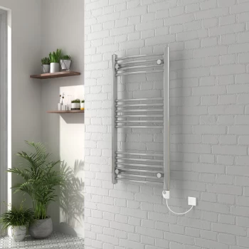 Image of Vienna 1000 x 500mm Curved Chrome Electric Heated Thermostatic Towel Rail - please select - please select