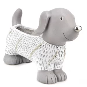 image of Resin Stone Effect Dog Planter 25cm