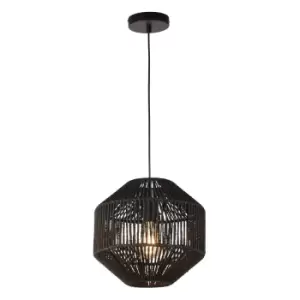 Image of 1 Light Pendant, Black Wicker