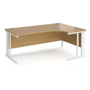 Image of Office Desk Right Hand Corner Desk 1800mm Oak Top With White Frame 1200mm Depth Maestro 25 MCM18ERWHO