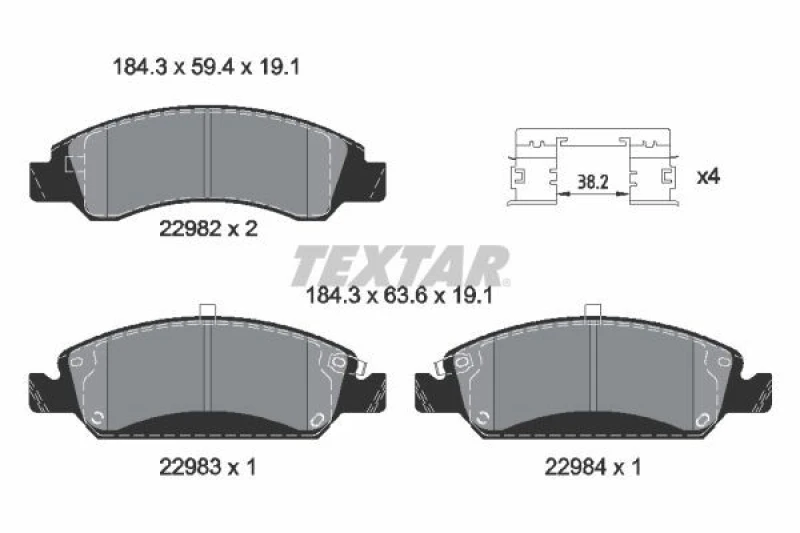 Image of Brake pad set TEXTAR 2298201