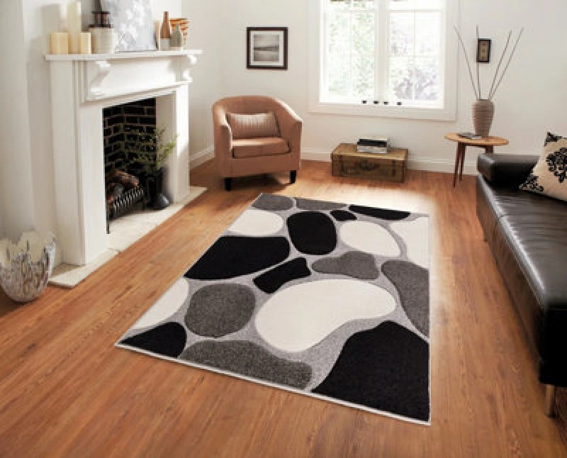 Image of Smart Living Smart Living Modern Hand Carved Multicolour Soft Thick Area Rug - Stone in Mid Grey Size: 60cm x 110cm Mid Grey 60cm x 110cm Unisex 063
