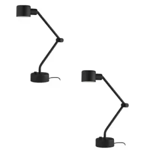 Image of 2 PACK Black Industrial Task Lamp - Adjustable Table Desk Light Rotating Head